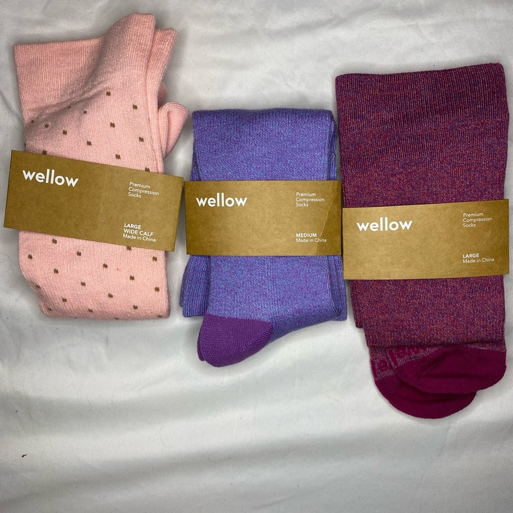 Wellow Men's Casual Crew Socks - Pink, Purple, Plum - Pack of 3